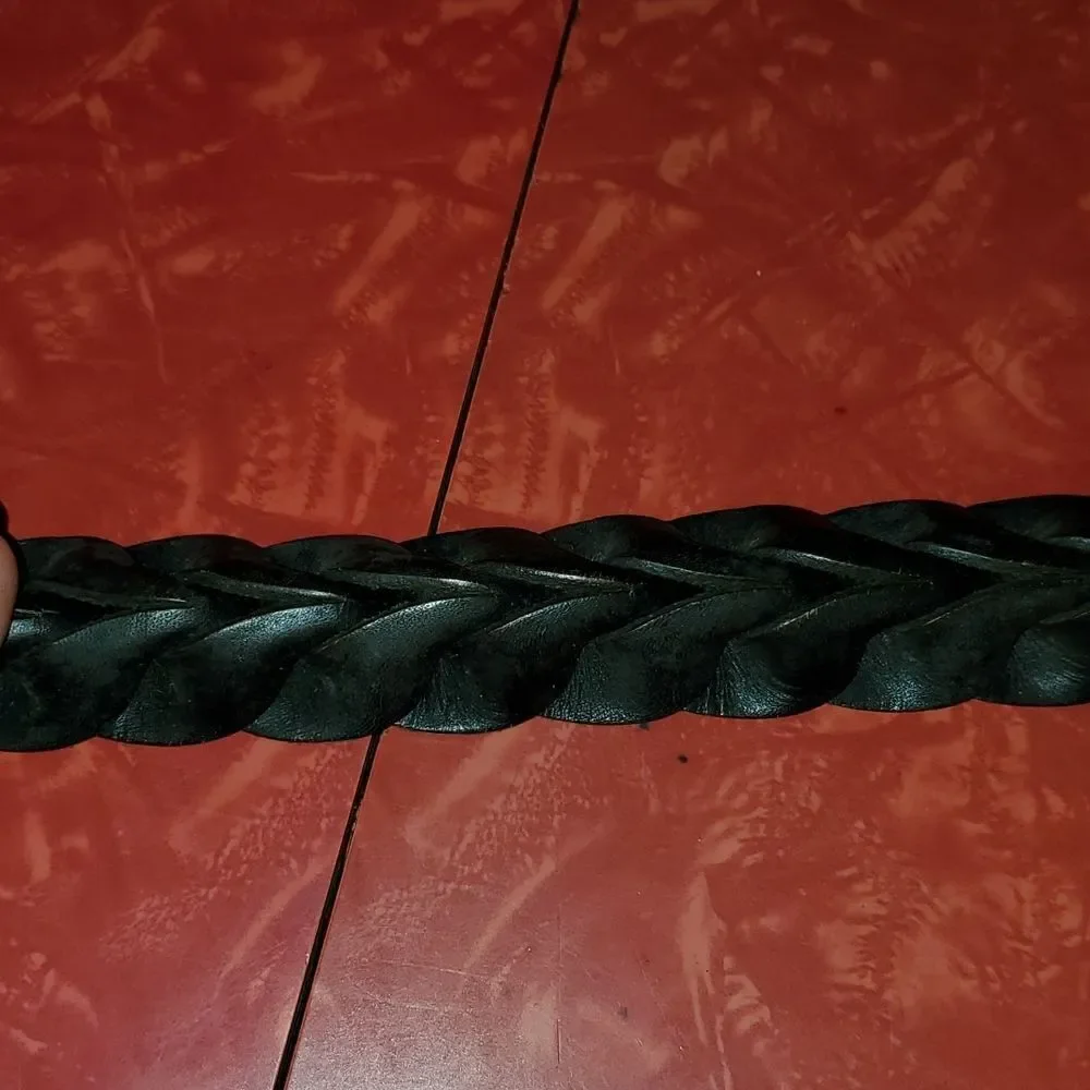 Vintage Brighton Black Leather Woven Belt 36